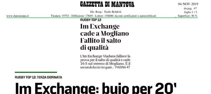 Im Exchange: buio per 20'. Il Mogliano castiga il Viadana