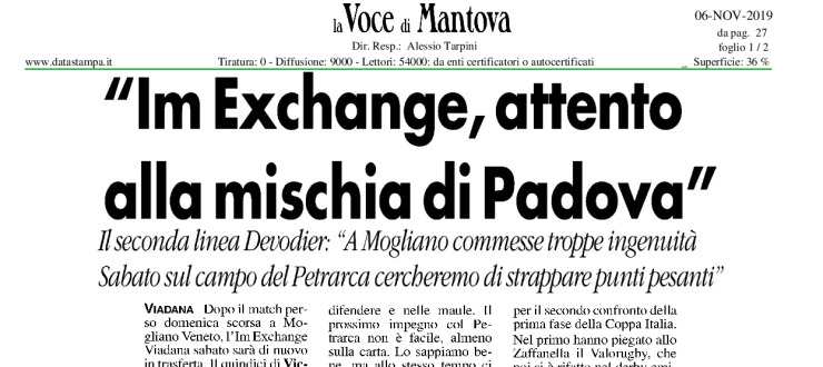 "Im Exchange, attento alla mischia di Padova"