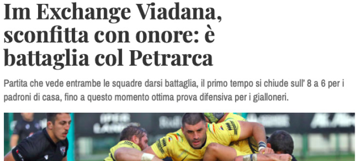 Im Exchange Viadana,  sconfitta con onore: è  battaglia col Petrarca