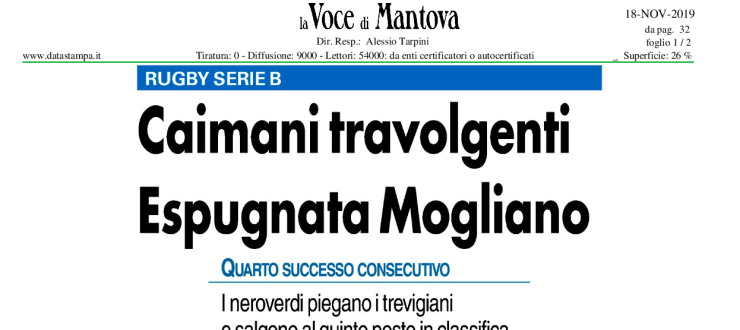 Caimani travolgenti. Espugnata Mogliano