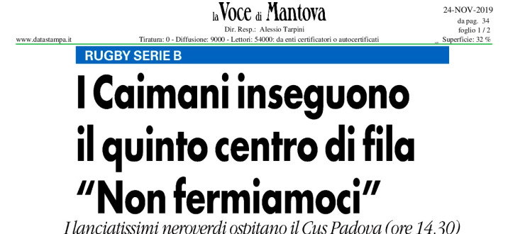 I Caimani inseguono il quinto centro di fila