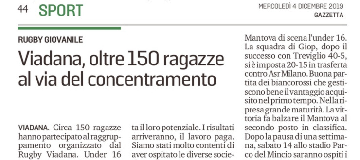 Viadana, oltre 150 ragazze al via del concentramento