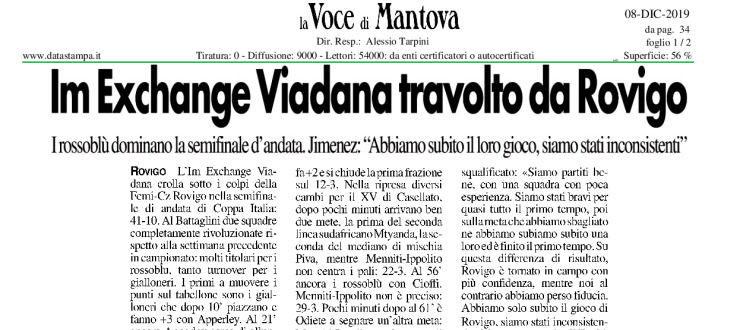 Im Exchange Viadana travolto da Rovigo