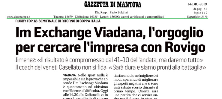 Im Exchange Viadana, l'orgoglio per cercare l'impresa con Rovigo