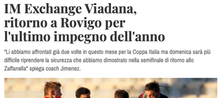 IM Exchange Viadana,  ritorno a Rovigo per  l'ultimo impegno dell'anno