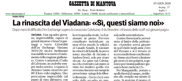 La rinascita del Viadana: "Sì, questi siamo noi"