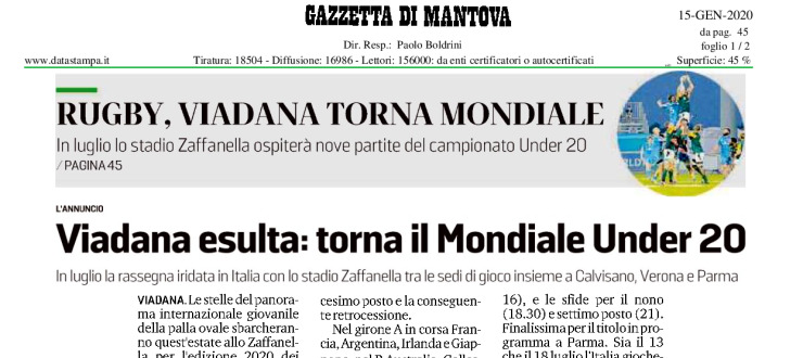 Viadana esulta: torna il Mondiale Under 20