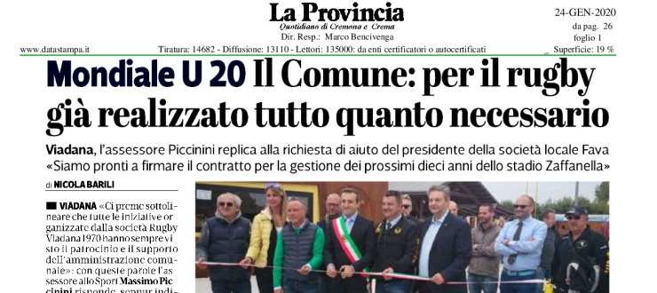 Mondiale U20 Il Comune: per il rugby già realizzato tutto quanto necessario