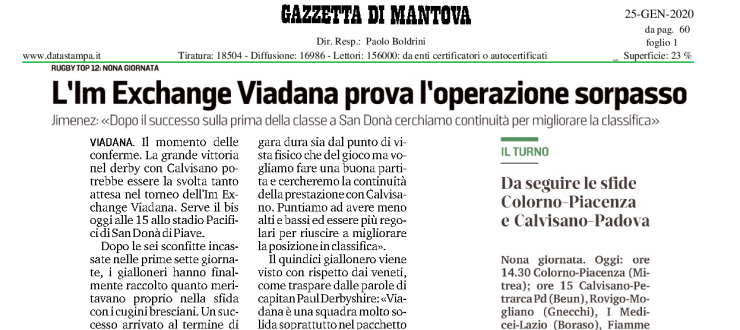 L'Im Exchange Viadana prova l'operazione sorpasso