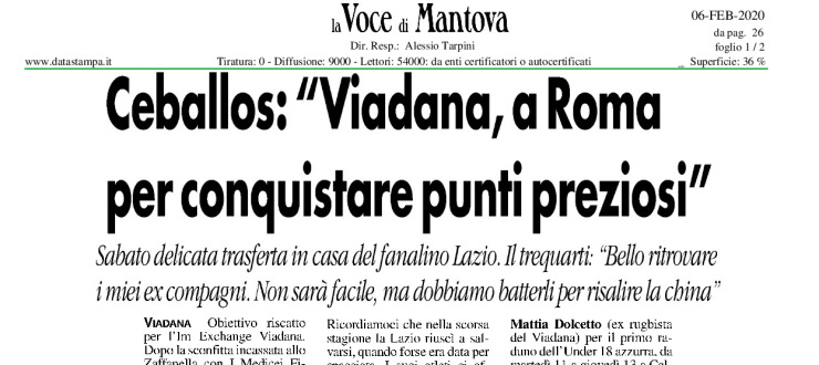 Ceballos: "Viadana, a Roma per conquistare punti preziosi"