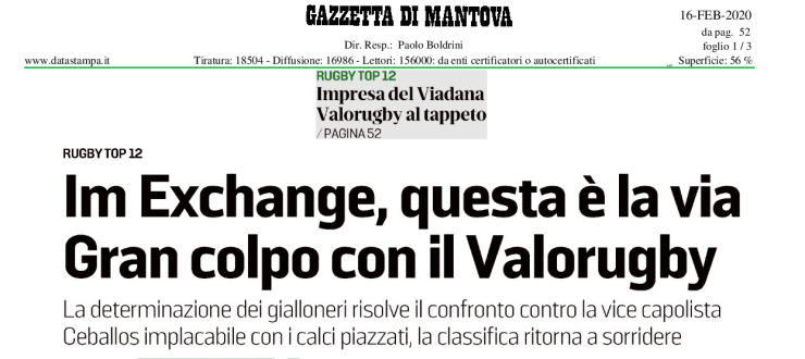 Im Exchange, questa è la via. Gran colpo con il Valorugby