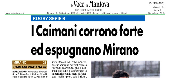 I Caimani corrono forte ed espugnano Mirano