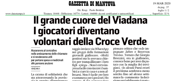 Il grande cuore del Viadana. I giocatori volontari della Croce Verde