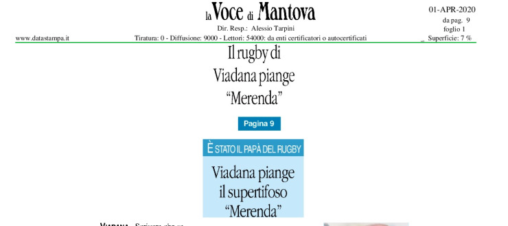 Il rugby di Viadana piange "Merenda"