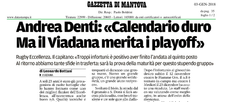 Andrea Denti: "Calendario duro. Ma il Viadana merita i play off"