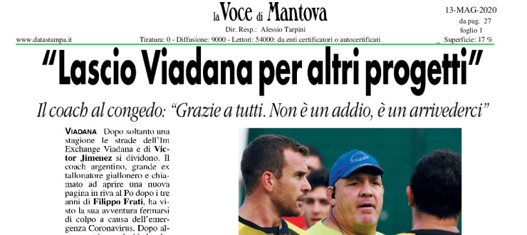 "Lascio Viadana per altri progetti"
