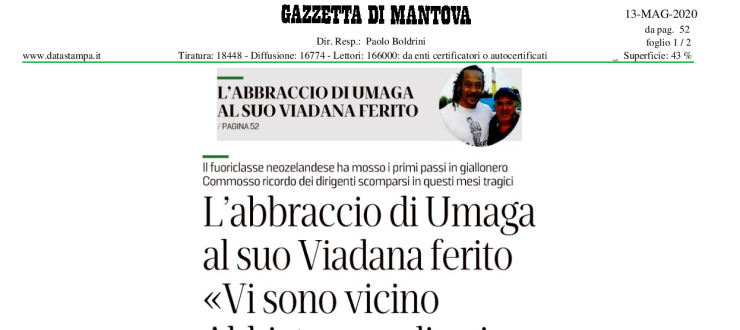 L'abbraccio di Umaga al suo Viadana ferito «Vi sono vicino abbiate cura di voi»