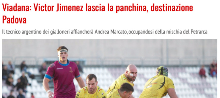 Viadana: Victor Jimenez lascia la panchina, destinazione Padova