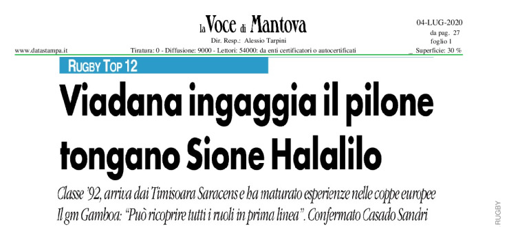 Viadana ingaggia il pilone tongano Sione Halalilo