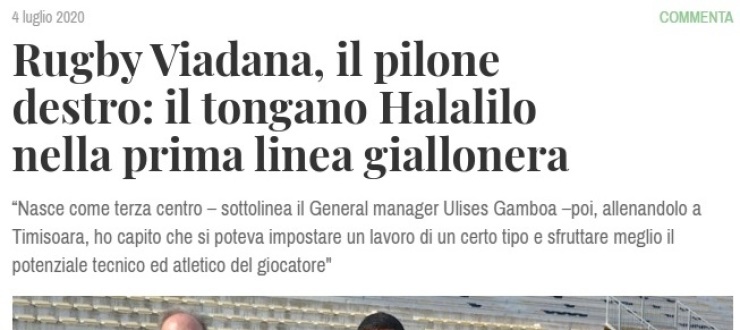 Rugby Viadana, il pilone destro: il tongano Halalilo nella prima linea giallonera