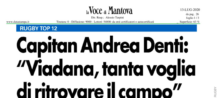 Capitan Andrea Denti: "Viadana, tanta voglia di ritrovare il campo"