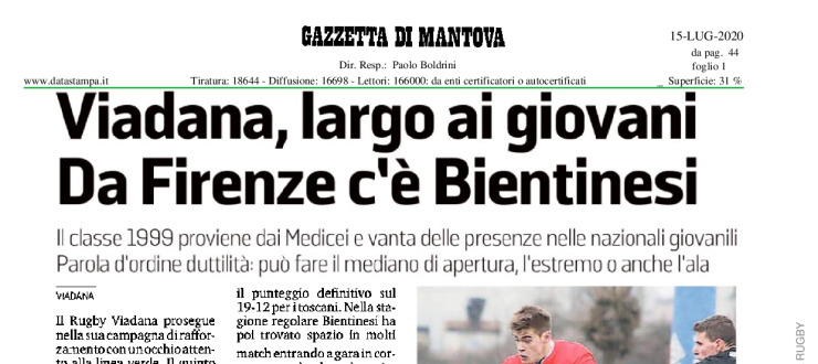 Viadana, largo ai giovani. Da Firenze c'è Bientinesi