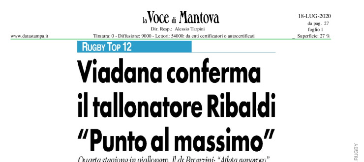 Viadana conferma il tallonatore Ribaldi "Punto al massimo"