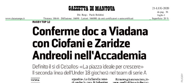 Conferme doc a Viadana con Ciofani e Zaridze. Andreoli nell'Accademia
