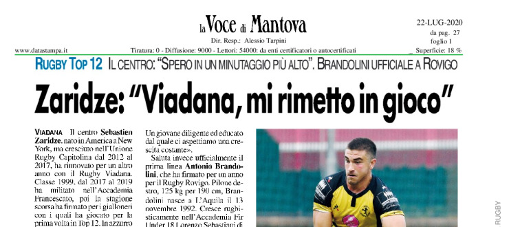 Zaridze: "Viadana, mi rimetto in gioco"