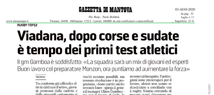 Viadana, dopo corse e sudate è tempo dei primi test atletici