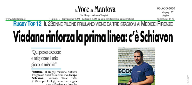 Viadana rinforza la prima linea: c'è Schiavon