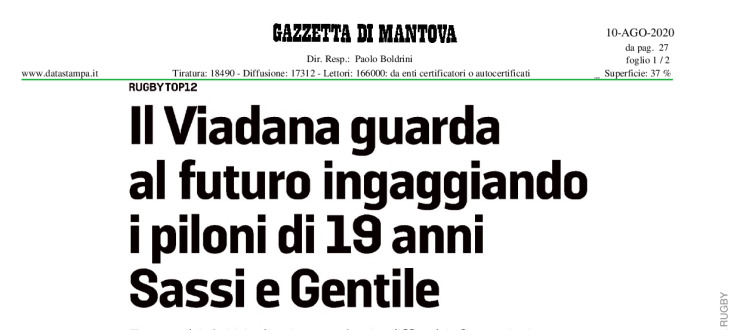 Il Viadana guarda al futuro ingaggiando i piloni di 19 anni Sassi e Gentile