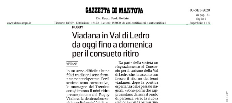 Viadana in Val di Ledro da oggi fino a domenica per il suo consueto ritiro