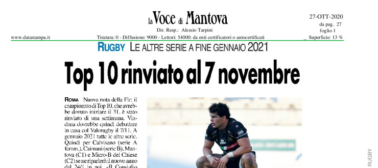 Top 10 rinviato al 7 novembre 