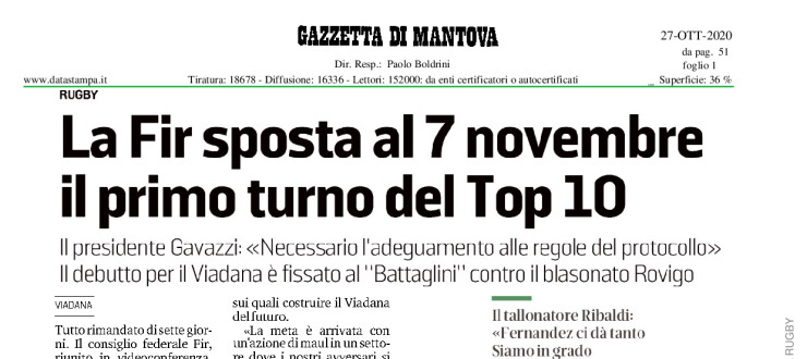 La Fir sposta al 7 novembre il primo turno del Top 10