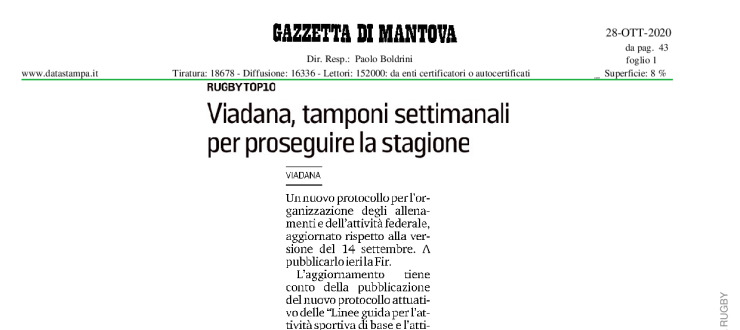 Viadana, tamoni settimanali per proseguire la stagione