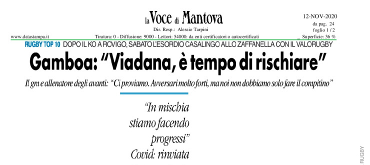 Gamboa: "Viadana, è tempo di rischiare"