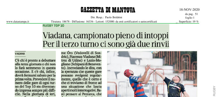 Viadana, campionato pieno di intoppi. Per il terzo turno ci sono già due rinvii.