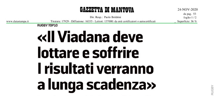 "Il Viadana deve lottare e soffrire. I resultati verranno a lunga scadenza"