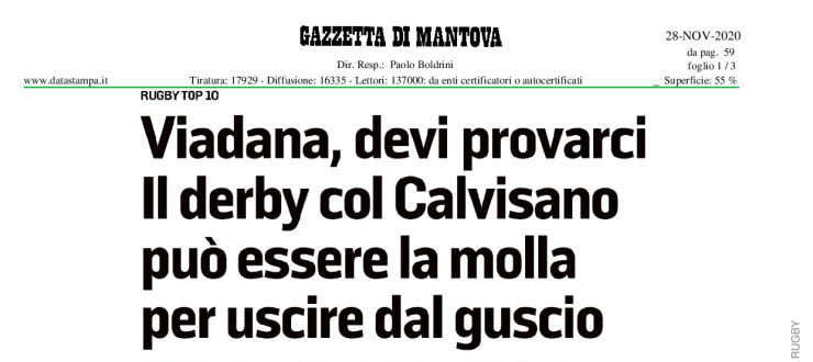 Viadana, devi provarci. Il derby col Calvisano può essere la molla per uscire dal guscio 