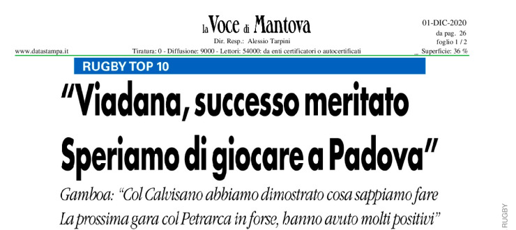 "Viadana, successo meritato. Speriamo di giocare a Padova"