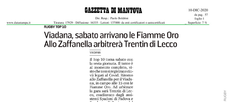 Viadana, sabato arrivano le Fiamme Oro.