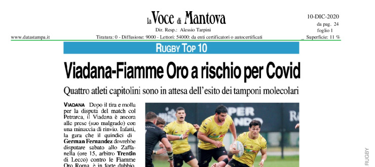 Viadana-Fiamme Oro a rischio per Covid 