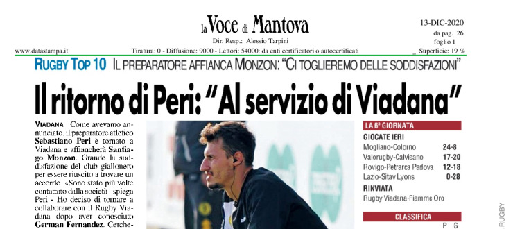Il ritorno di Peri: "Al servizio di Viadana"