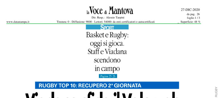 Viadana sfida il Valorugby per chiudere l'anno al top.
