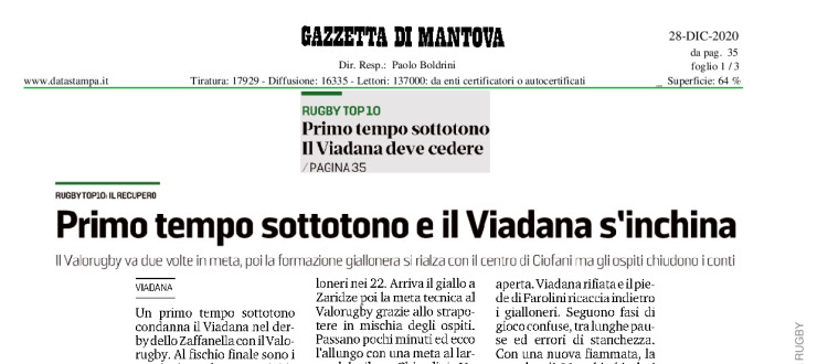 Primo tempo sottotono e il Viadana s'inchina