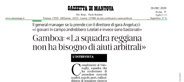 Gamboa: "La squadra reggiana non ha bisogno di aiuti arbitrali"