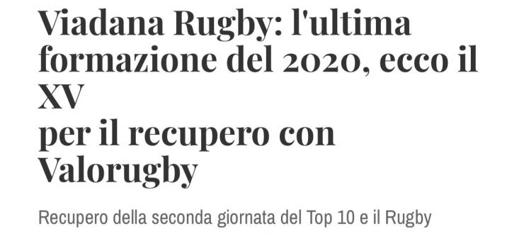Viadana Rugby: l'ultima formazione del 2020, ecco il XV per il recupero con Valorugby