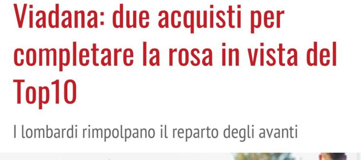 Viadana: due acquisti per completare la rosa in vista del Top10