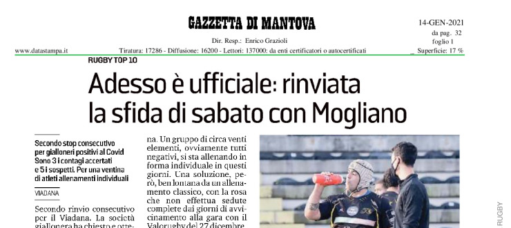 Adesso è ufficiale: rinviata la sfida di sabato con Mogliano 